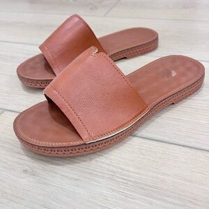 Brown Leather Slide Sandals